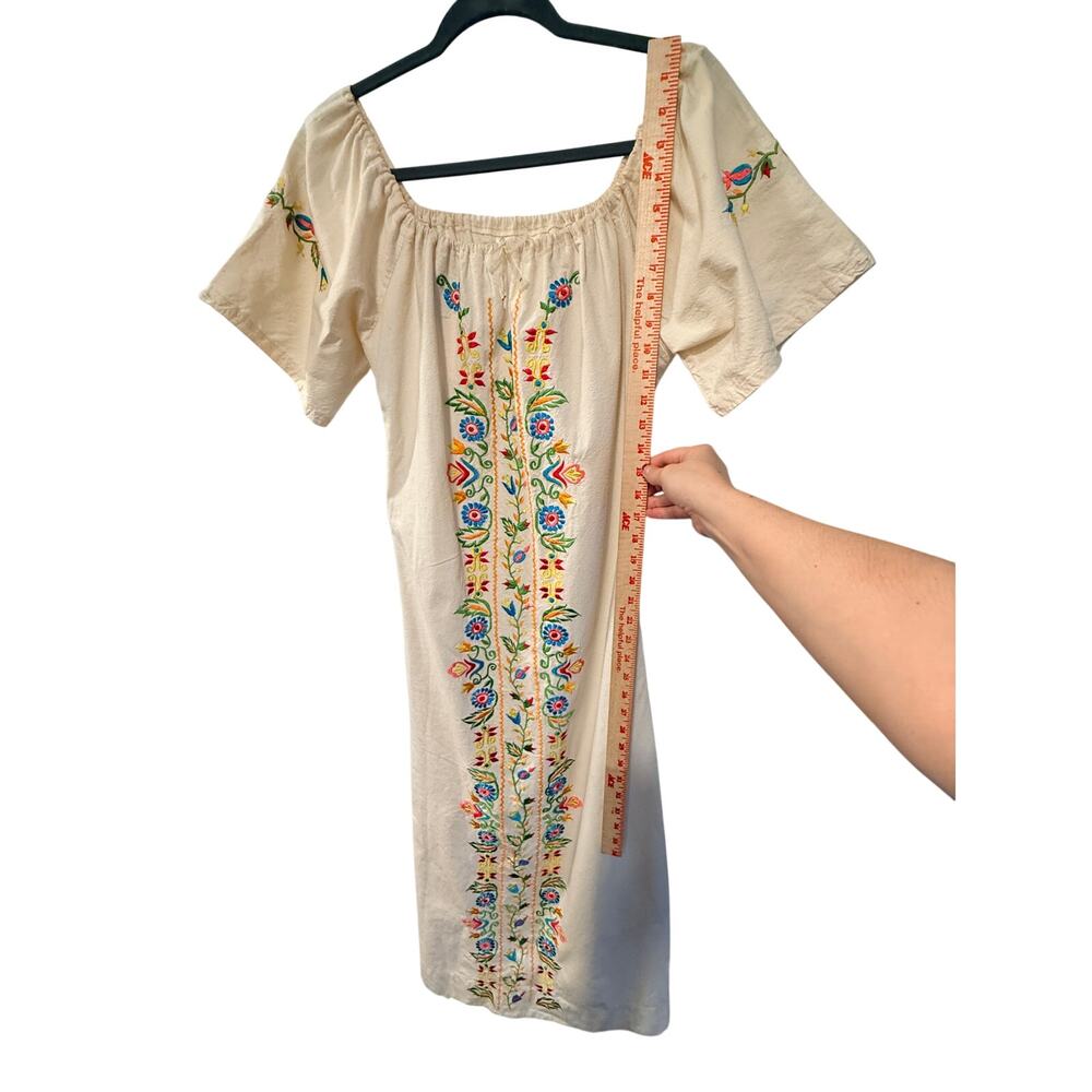 Vintage Mary Vi BARBADOS Floral Embroidered Maxi Dress Mexico Folk Cotton MINT M - Picture 10 of 15